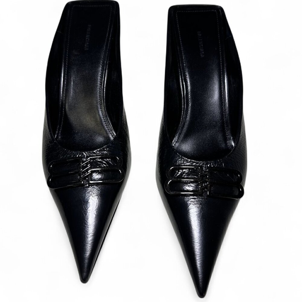 Balenciaga Women's Black Square Knife BB Mule Size 38 NEW IN BOX - Picture 2 of 16